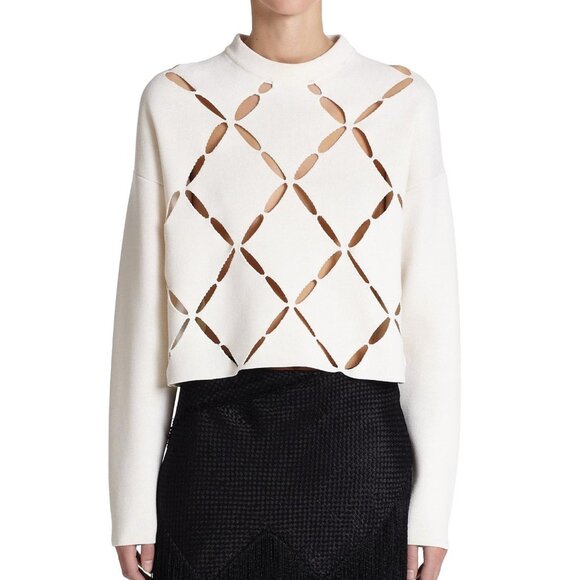 Proenza Schouler Cream Cut-Out Sweater s - Picture 1 of 10
